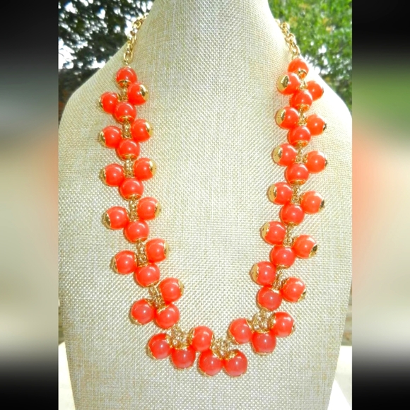 J. Crew Coral Cluster Goldtone Necklace - Picture 5 of 5